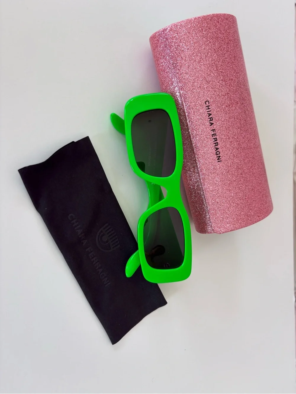 Chiara Ferragni Kids Bright Green Rectangular Sunglasses